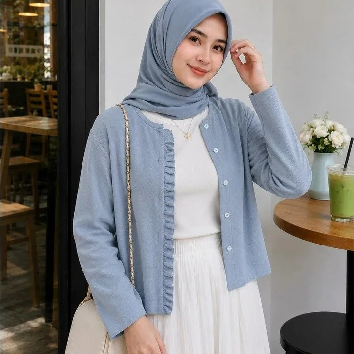 KIELO FASHION - ZER CARDIGAN ALISE KNIT PLAIN OUTER WEAR FULL BUTTONS MINIMALIST CUTE MODEL WOMENS T
