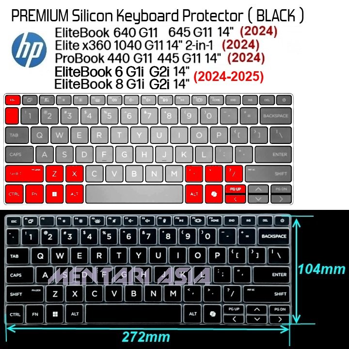 ตัวป้องกันคีย์บอร์ด HP EliteBook 6 G1i G2i 8 G1i G2i (2024-2025 640 G11 645 G11 x360 1040 G11 ProBoo