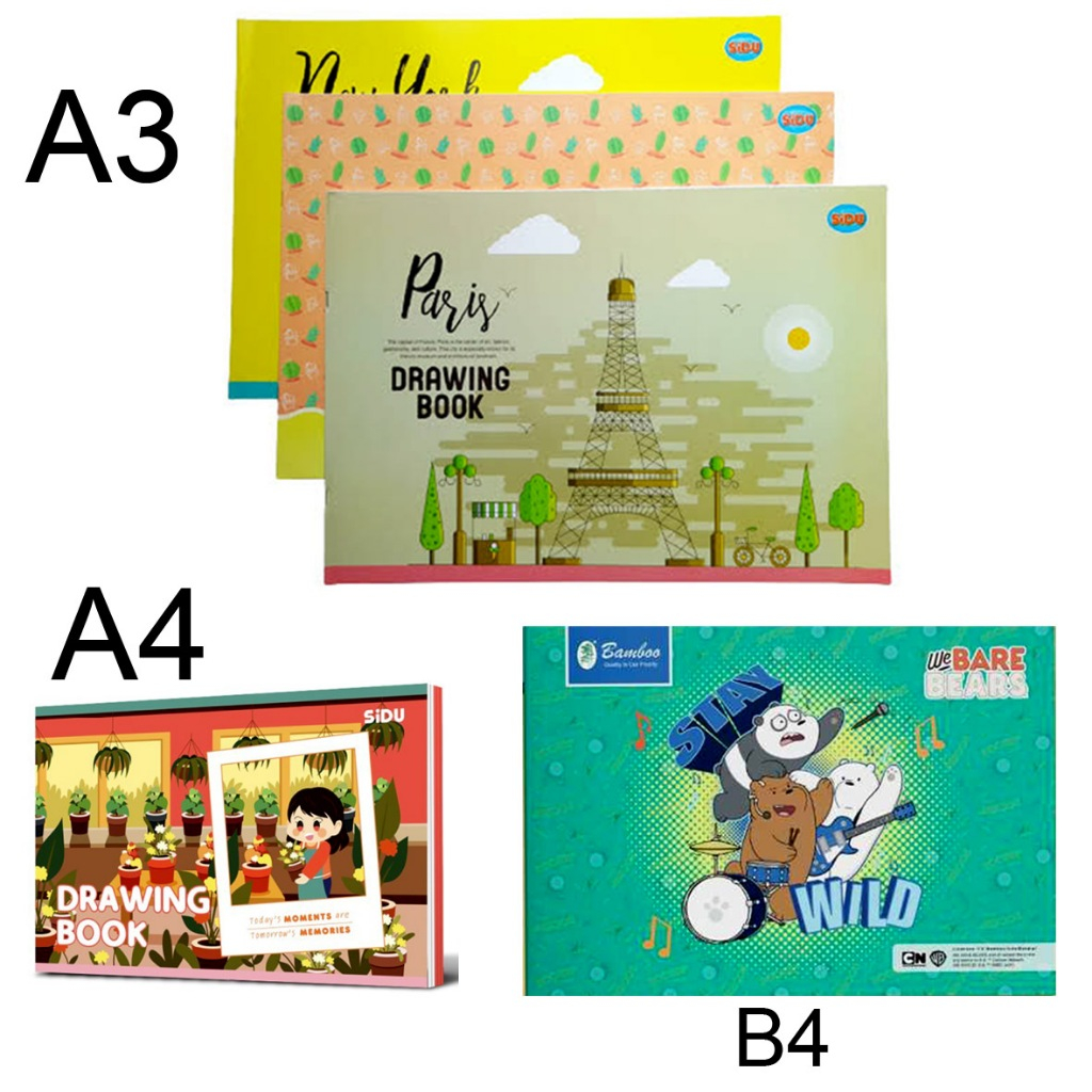 สมุดวาดภาพ (A4 และ A3 / B4) สมุดระบายสี / สมุดวาดภาพ