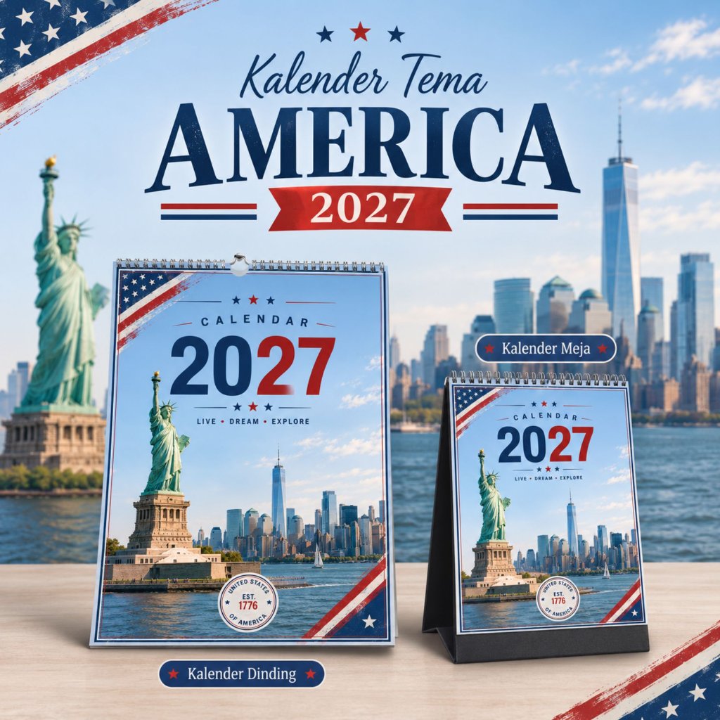 [ CREATIVE ROOM] CALENDAR YEAR 2027 READY - AMERICAN Theme USA - New York USA - American style vinta