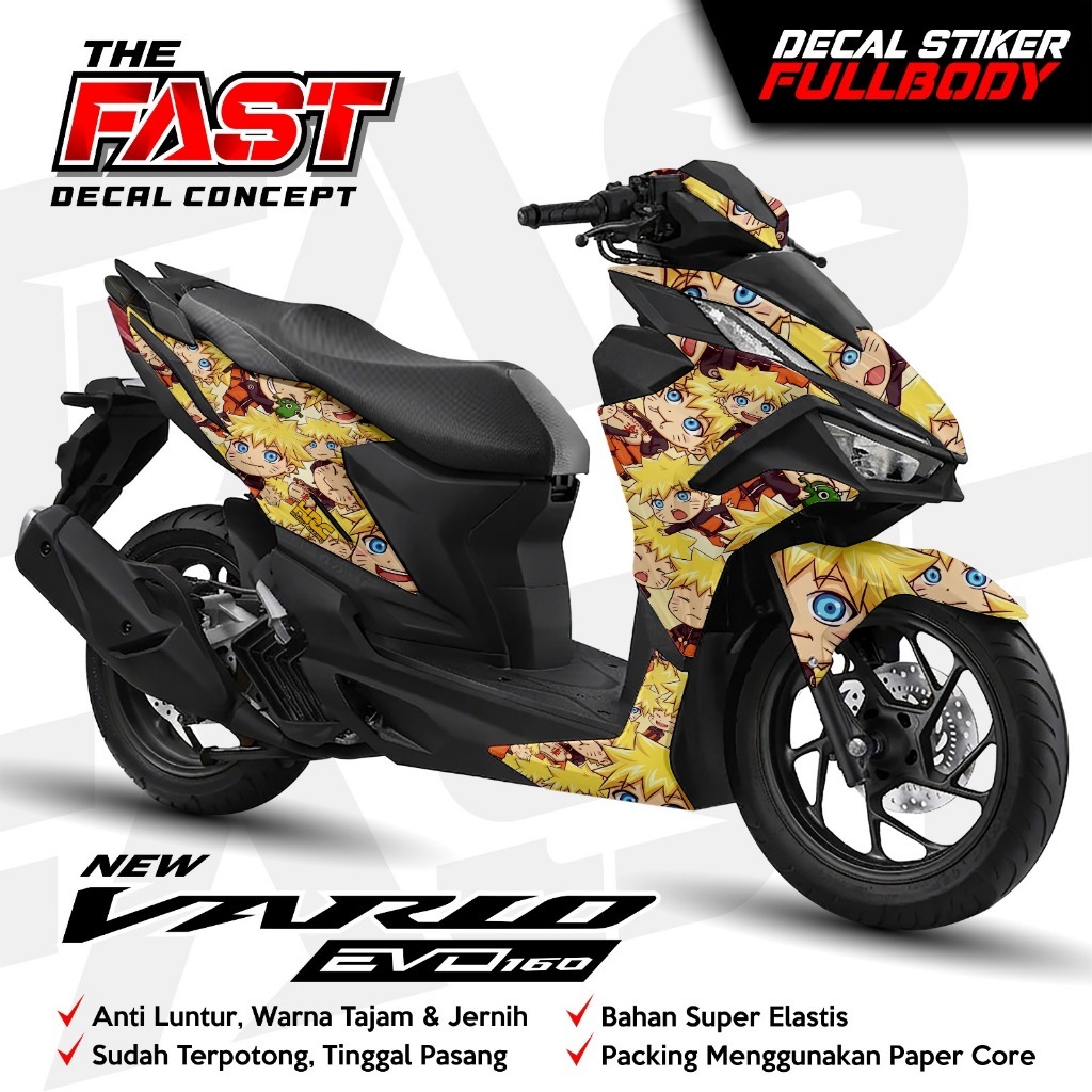 สติ๊กเกอร์รูปลอก Vario 160 2026 EVO Naruto Chibi Full Body ล่าสุด SPORTY LOOK DESIGN - สติ๊กเกอร์ Va