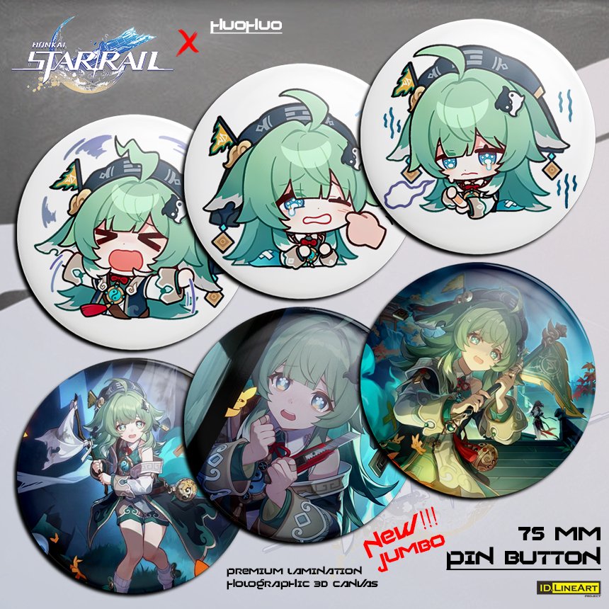 ปุ่มพิน JUMBO CHARACTER HUOHUO HONKAI STAR RAIL เคลือบพิเศษ Holographic ผ้าใบกันน้ํา 75 มม.