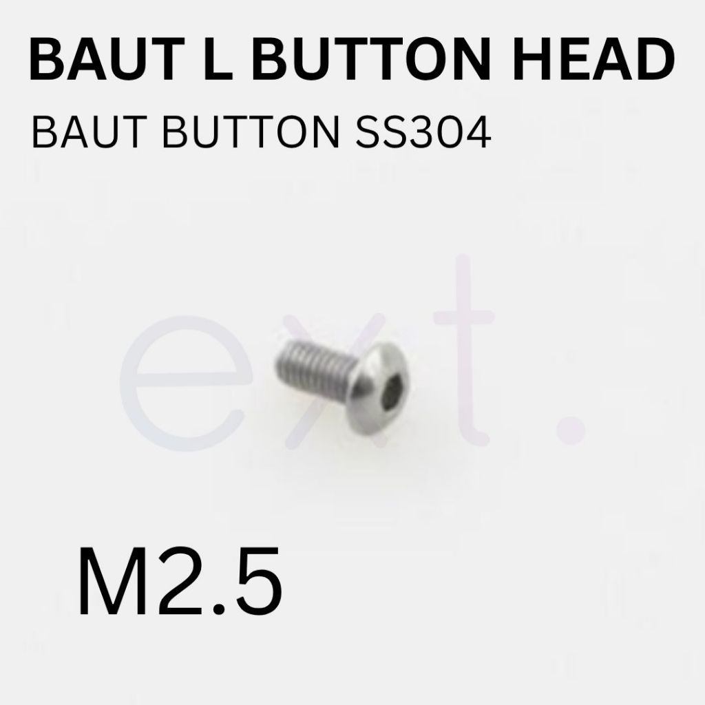 L ปุ่มหัว Bolt ปุ่มหัว M2.5 x L4 / L6 / L8 / L10 / L12 / L16 / L20 ปุ่มหัวซ็อกเก็ตสกรู SS304 - M2.5