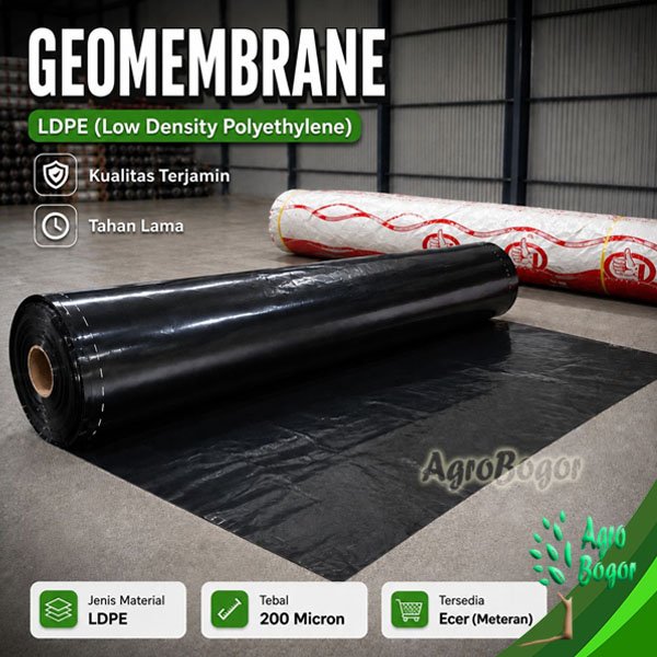 Geomembrane LDPE 200 Micron จําหน่ายมิเตอร์ยางป้องกันพื้นสีดํา กว้าง 4 Mtr ราคาต่อความยาว