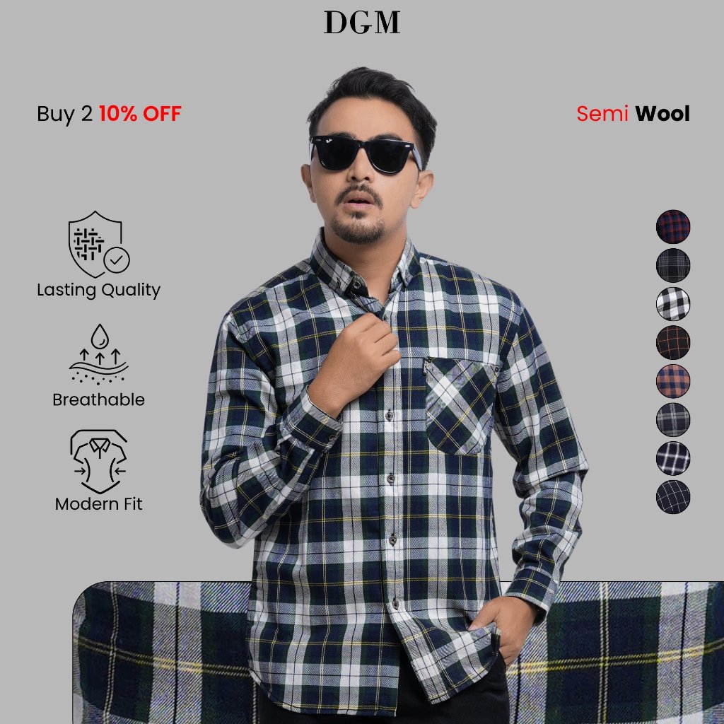 KEMEJA HIJAU DGM Mens Premium Long Sleeve Flannel Shirt Mens Flannel Long Shirt Flannel Plaid Shirt 