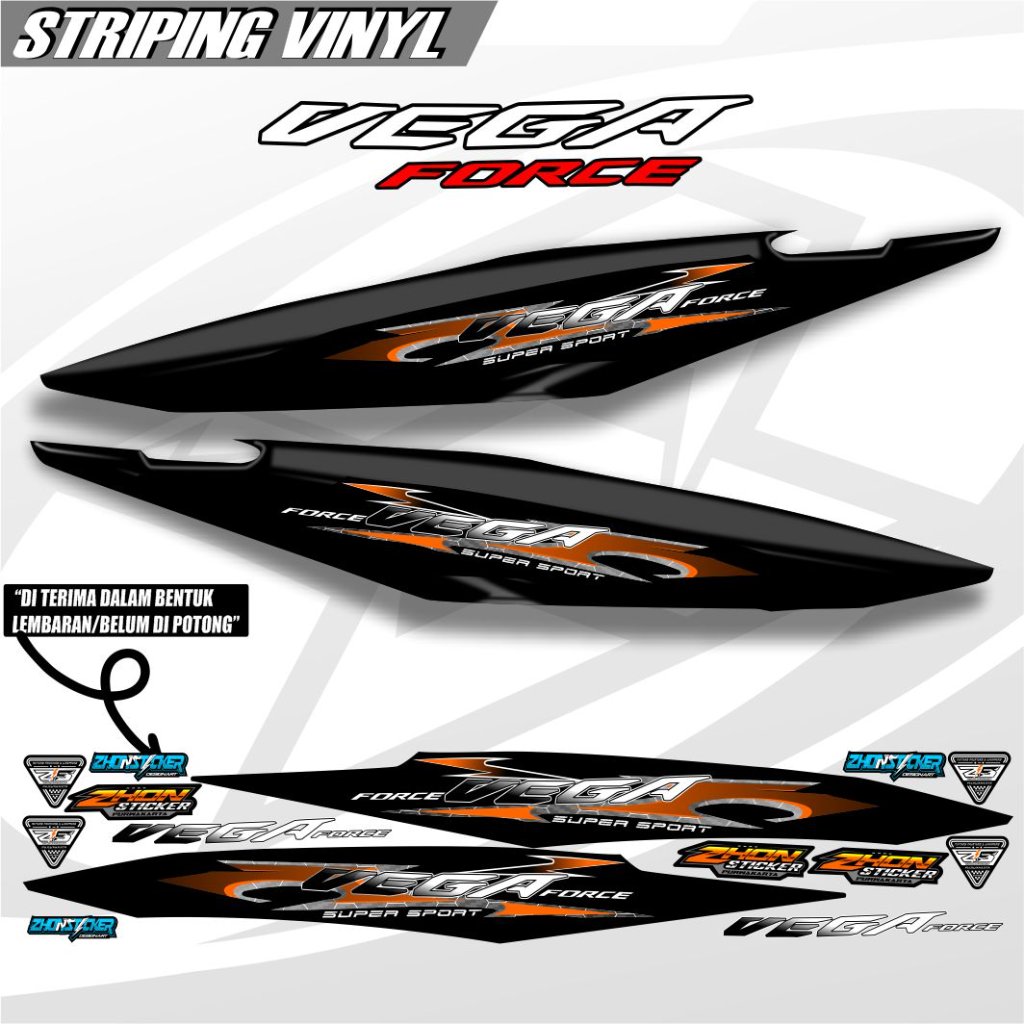 Vega Force Super Sport Vinyl Striping สําหรับรถจักรยานยนต์สีดําสีส้มสติกเกอร์