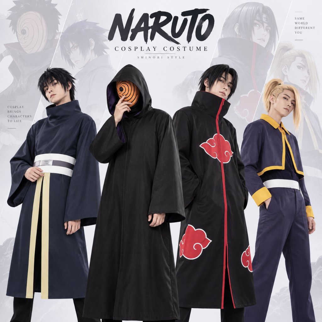 เสื้อคลุมคอสเพลย์อนิเมะ Akatsuki Tobi Obito Akatsuki