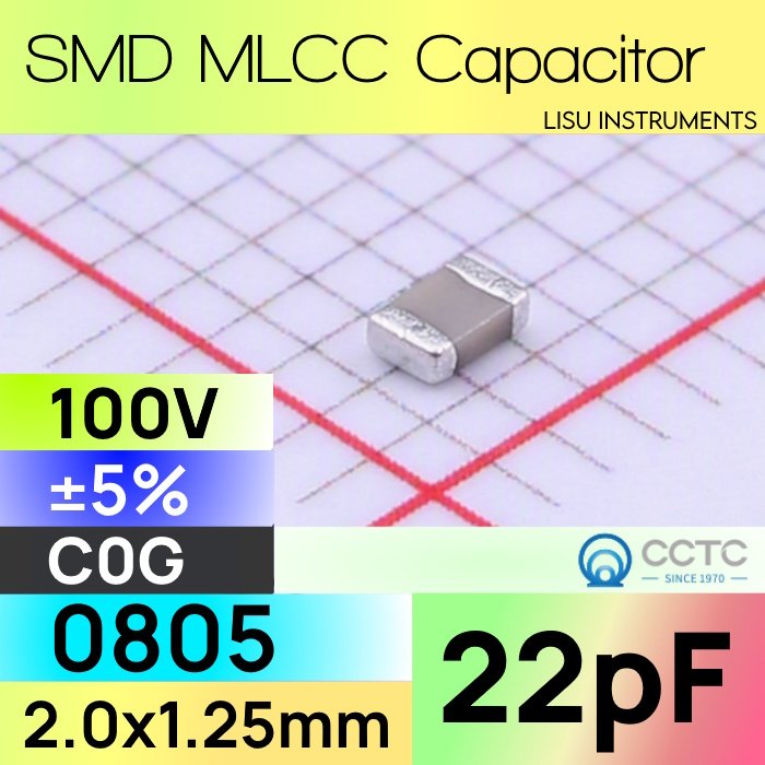 22pF 0805 100V C0G ±5% MLCC ตัวเก็บประจุ SMD CCTC TCC0805COG220J101BT