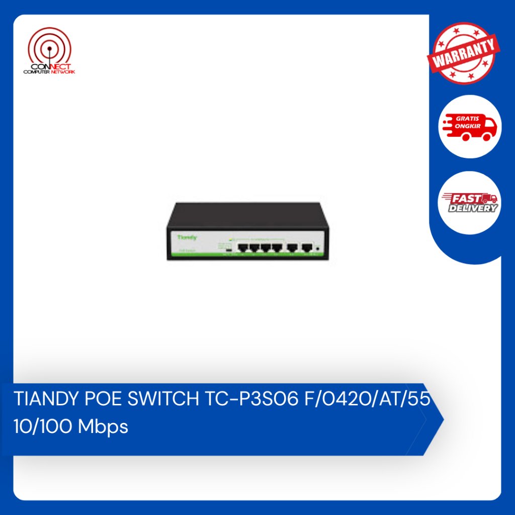 TIANDY POE SWITCH TC-P3S06 F/0420/AT/55 10/100 Mbps