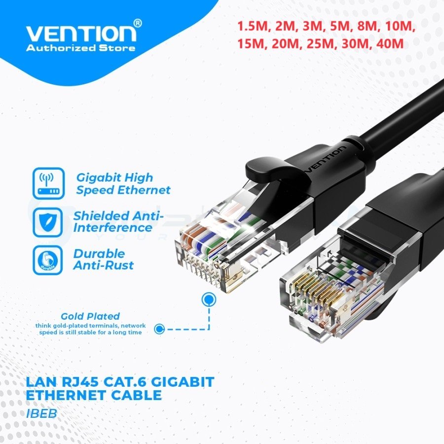 Vention IBE RJ45 Cat6 Cat.6 Gigabit UTP Lan Cable 25M 30M 40M