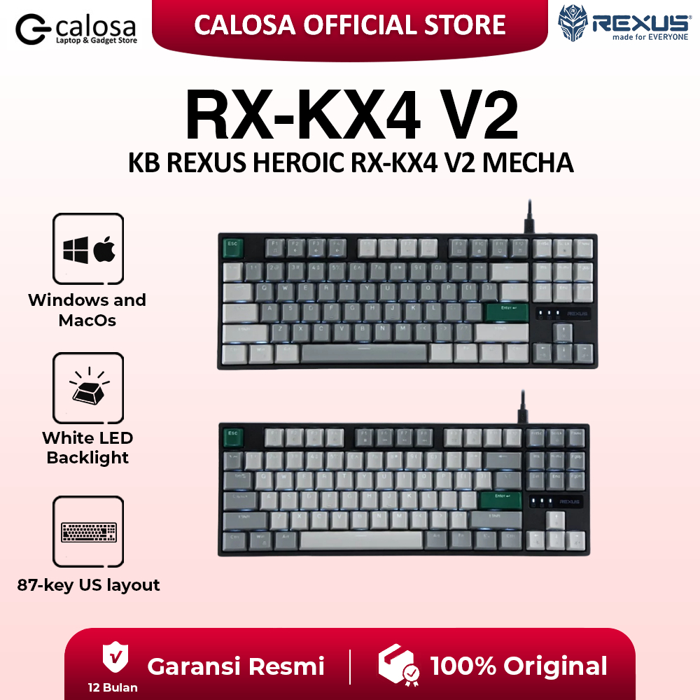 Rexus Mechanical Gaming Keyboard Heroic RX-KX4 V2 TKL Layout - Hotswap Switch Cable 1.5m PVC ที่ถอดอ