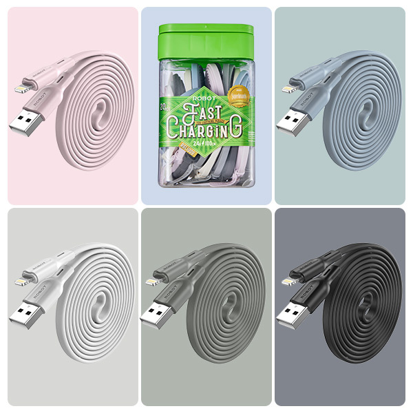 ROBOT RGM100S, RGC100S, RGL100S Cable Data Cable USB To Micro, Type C, Lightening For Android 1 เมตร