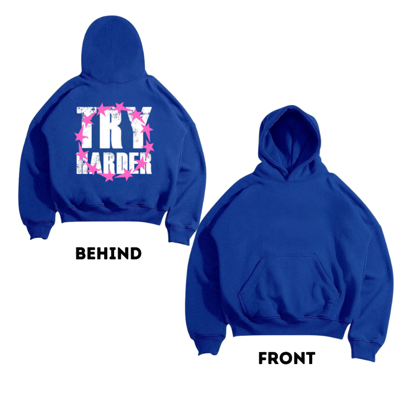 Boxy Try Harder Pullover Hoodie / Boxy Benhur Hoodie / Mens Boxy Jacket Screen Printing