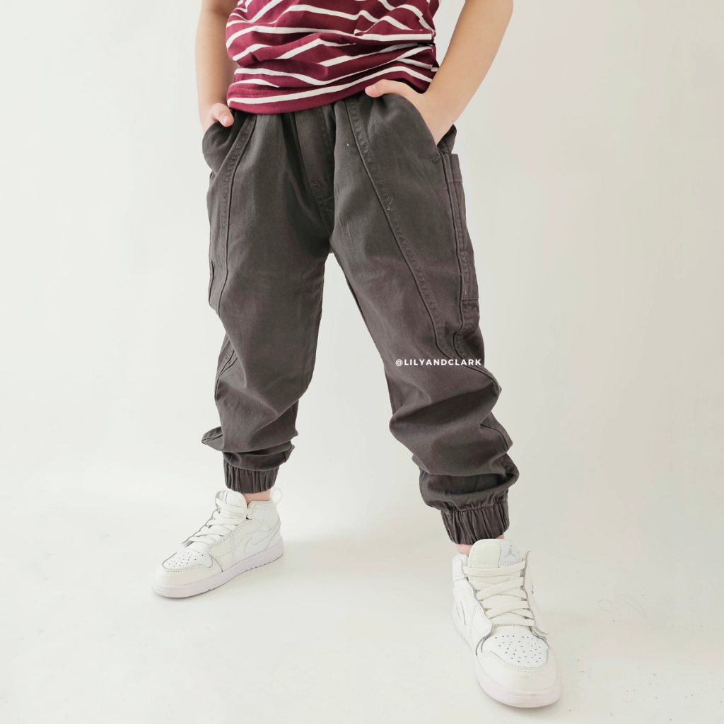 LILY AND CLARK Kids Chino Baggy Jogger Pants สีเทา CBJ03