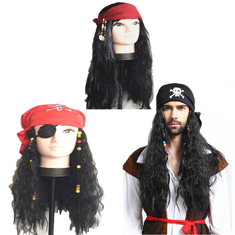 PIRATE HAT HAIR WIG SET สําหรับอุปกรณ์คอสเพลย์ PIRATE