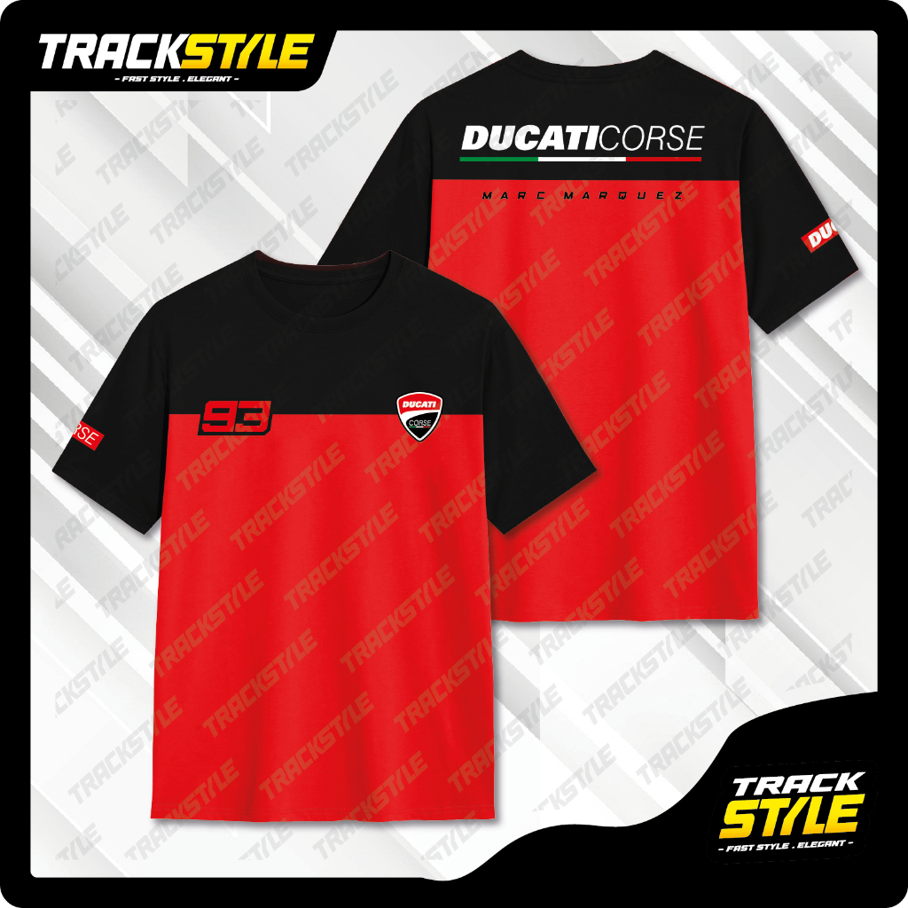 เสื้อยืด TrackStyle Marc Marquez 93 MM93 Ducati Corse Red Black Edition Combed 24s