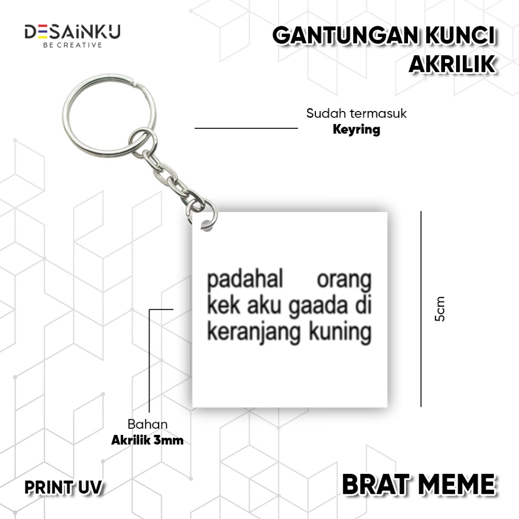 GANTUNGAN BRAT MEME KEYCHAIN / BRAT MEME KEYCHAIN / พวงกุญแจ / เสน่ห์