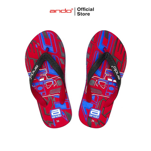 MERAH Ando Official Aoshi Teenage Flip Flops - แดง/ดํา