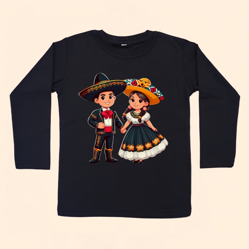 MEXICO DANCE MEXICO CHILDRENS เสื้อยืดฟรี CUSTOM NAME LONG SLEEVE