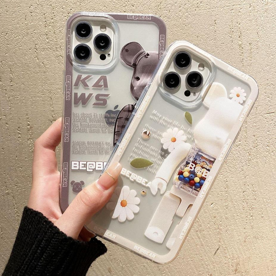 Vivo Y15S Y01 Y75 Y55 T1 5G Case Softcase ซิลิโคน Be Bear โปร่งใสตัวอักษร Smile TPU Premium