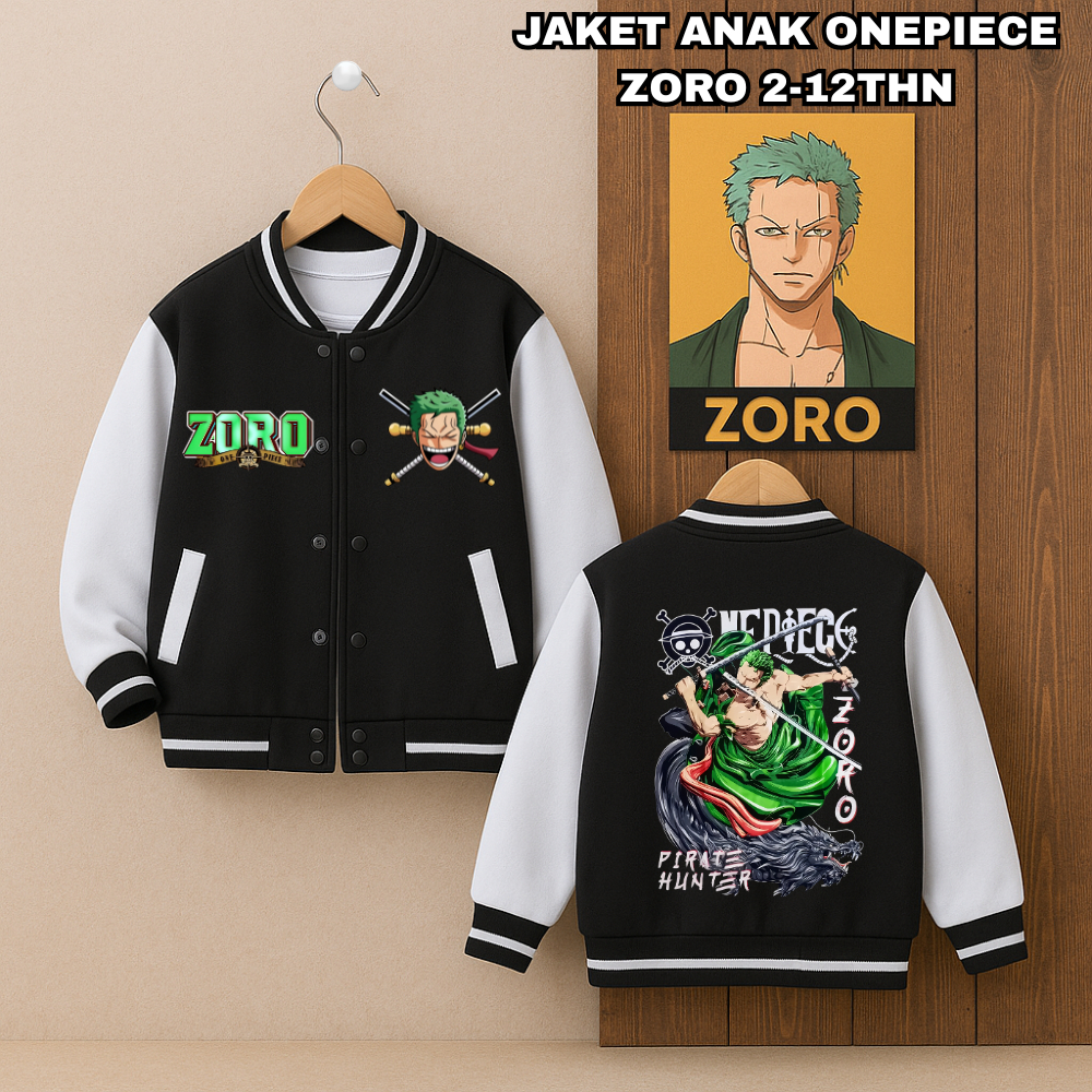 เสื้อแจ็คเก็ต ZORO ONEPIECE BASEBALL & VARSITY HOODIE สําหรับ BOYS COOL