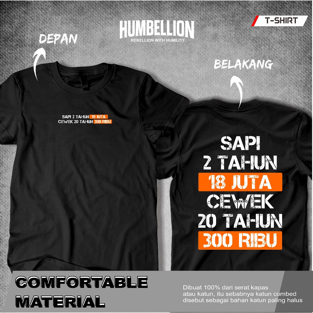 เปิด BO COW เสื้อยืด 2 ปี 18 MILLION TSHIRT WORDS SINDIRAN VIRAL DISTRO ผ้าฝ้าย COMBED TOPS สําหรับผ