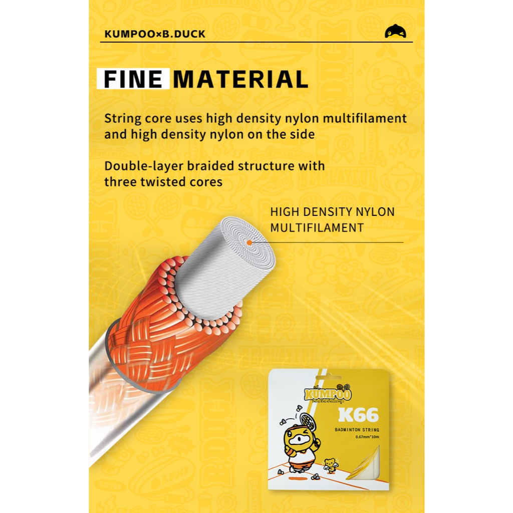 สายไม้แบดมินตัน Kumpoo K66 B.Duck Dual Color 0.67 | สายไม้แบดมินตันทูโทน K 66 B Duck 0.67 mm
