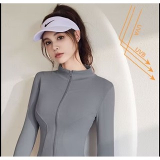 Jaket Olahraga wanita fit Body Lengan Panjang Slimfit Body untuk Olahraga Gym Fitnes Anti UV nyaman saat di pakai