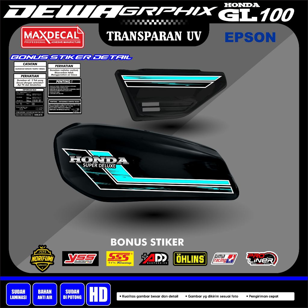 GL100 Striping Maxdecal Material Transparent UV Premium Minimalist (yt25)
