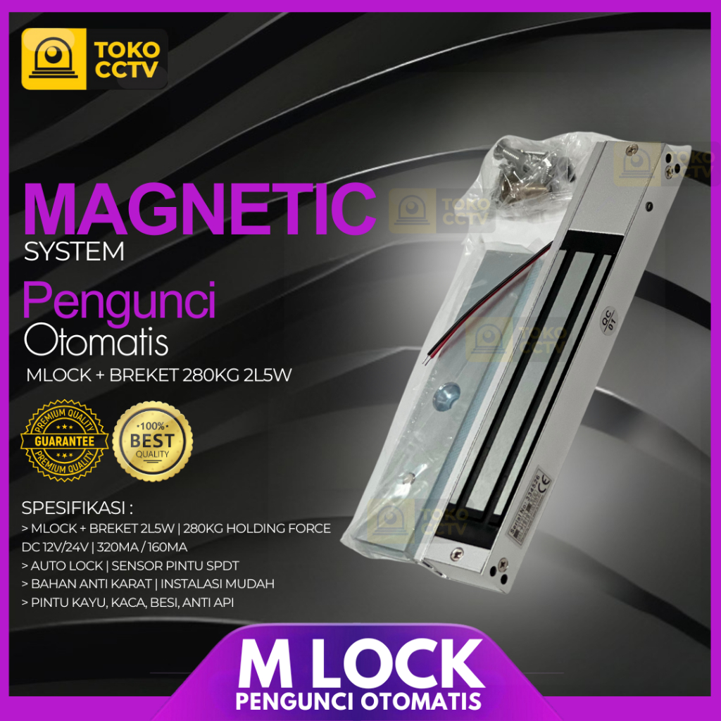 Emlock + ขายึด ZL 600Lbs 280kg 2 LEDs พร้อมตัวจับเวลา | ล็อคแม่เหล็ก + ขายึด ZL 600Lbs 5 สาย