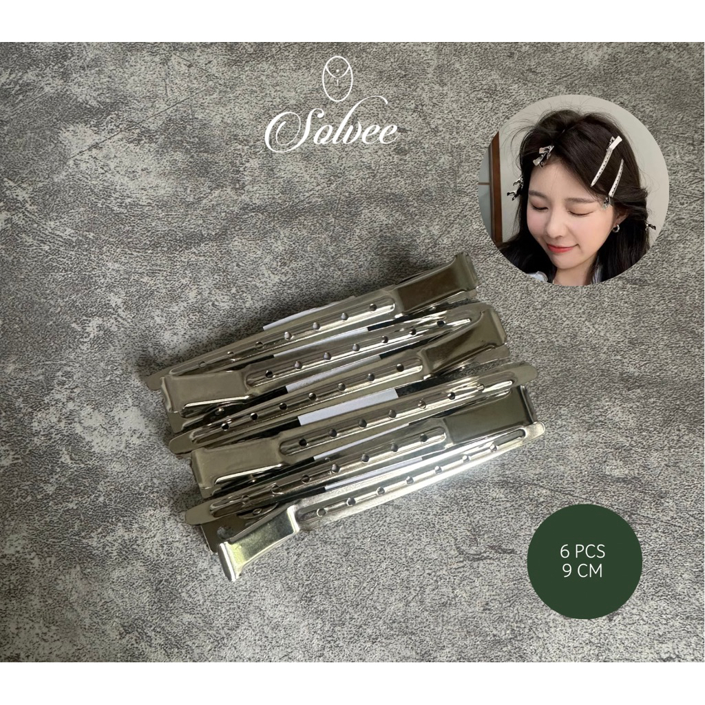 Solve 6 ชิ้น คลิปเป็ดสแตนเลส คลิปร้าน กิ๊บติดผม 9 ซม. (JB-C)