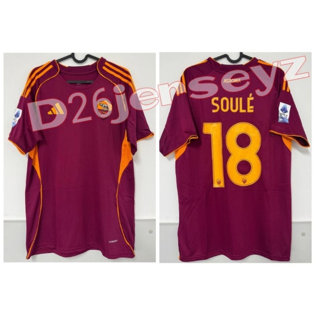 RomMaA_ Home Jersey 2025 / 2026 + Print Nameset SOULE 18 / Custom like OFFICIAL Fon + Patch
