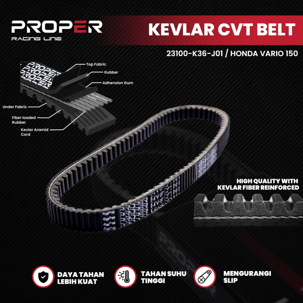 KEVLAR CVT BELT HONDA VARIO 150 ESP K59 K36J LED OLD NEW LED 23100-K36-J01 PROPER RACING LINE