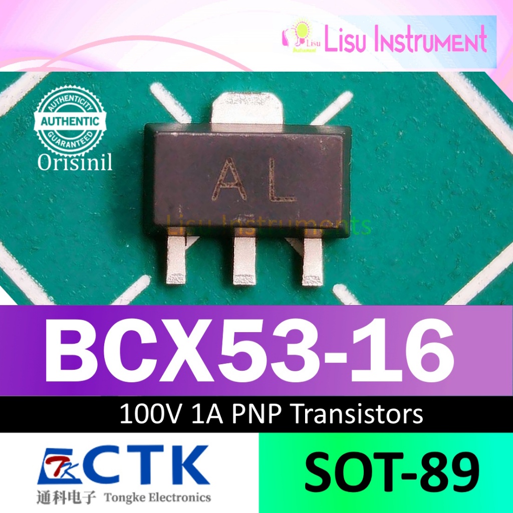 BCX53-16 100V 1A ทรานซิสเตอร์ (PNP) AL SOT-89 CTK Electronics