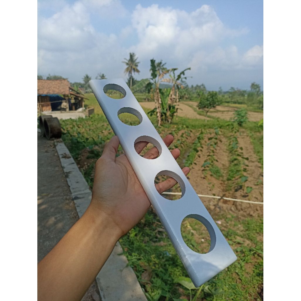 (พิเศษ) ที่เจาะไข่ เครื่องมือวัดเป็ดและไข่ไก่ อย่างดี เกรด เอบีซีดี ไม้ 5 หลุม สีขาวหนา