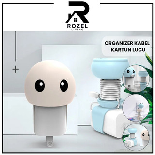 ROZEL Organizer Kabel Charger Penggulung Kabel Kartun Lucu Penggulung Kabel Pengisi Daya Manajemen Kabel untuk Pengisi Daya
