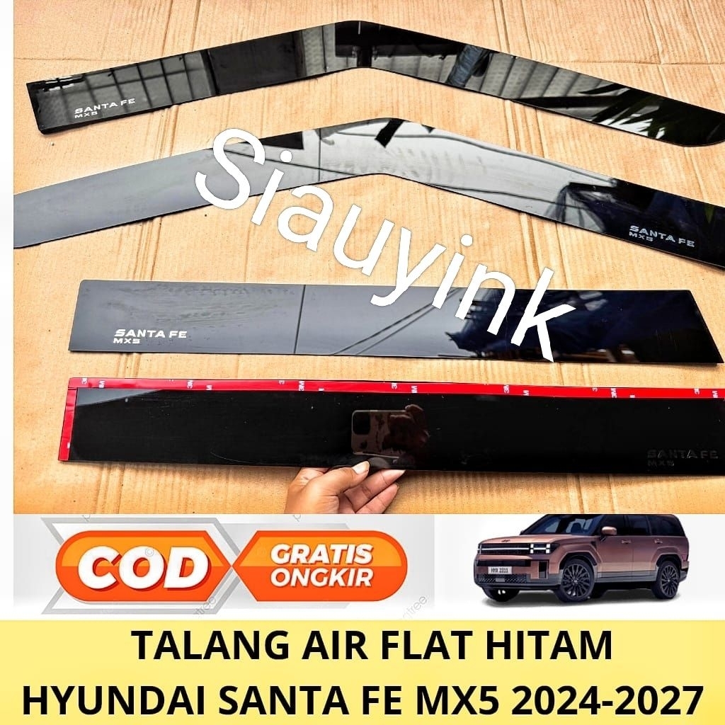 Hyundai Santa FE MX5 2024 2025 2026 สีดําแบนด้านข้าง Visor Gutter