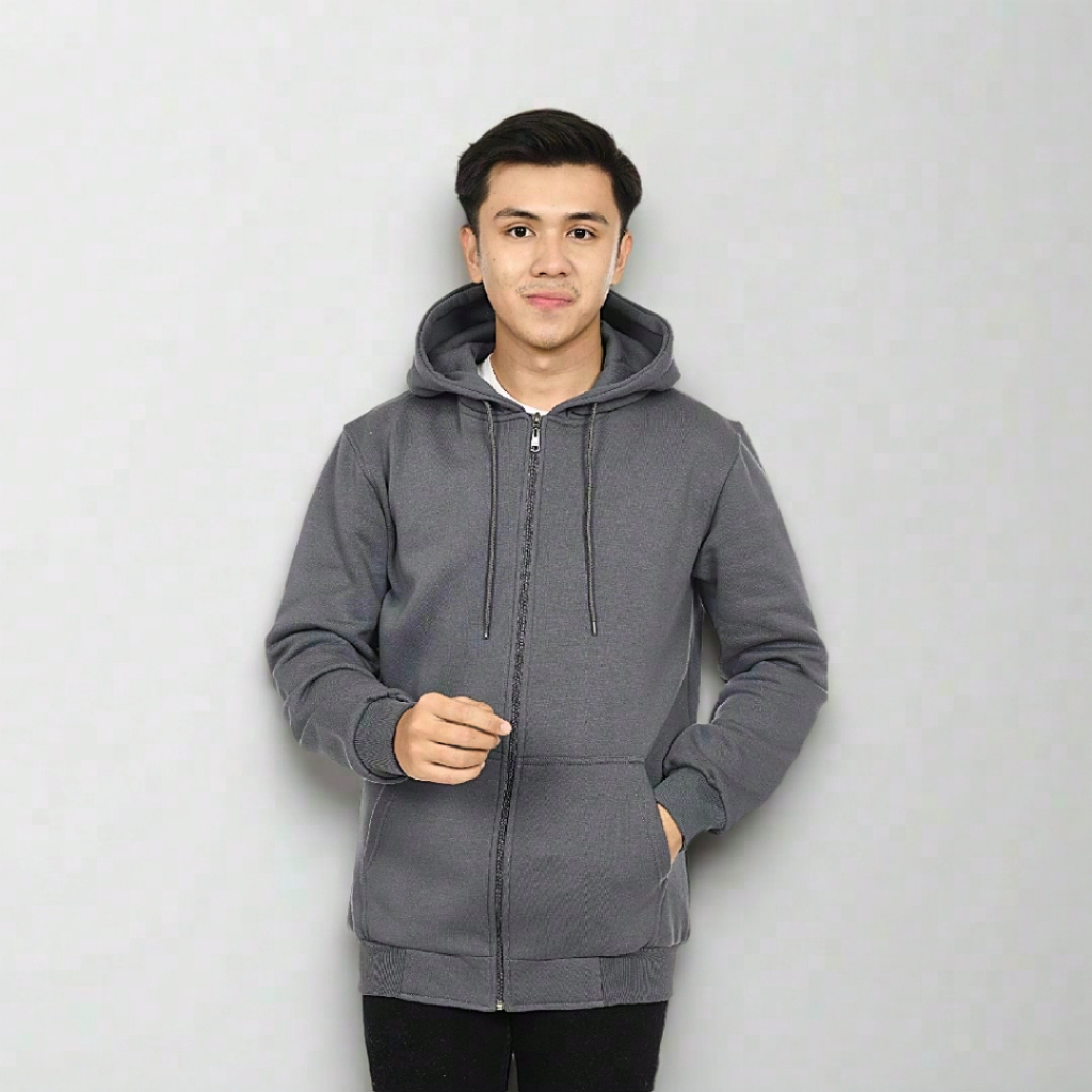 Nsa Ind Hoodie Zipper Bjorka สีเทาเข้มผู้ชายผู้หญิง