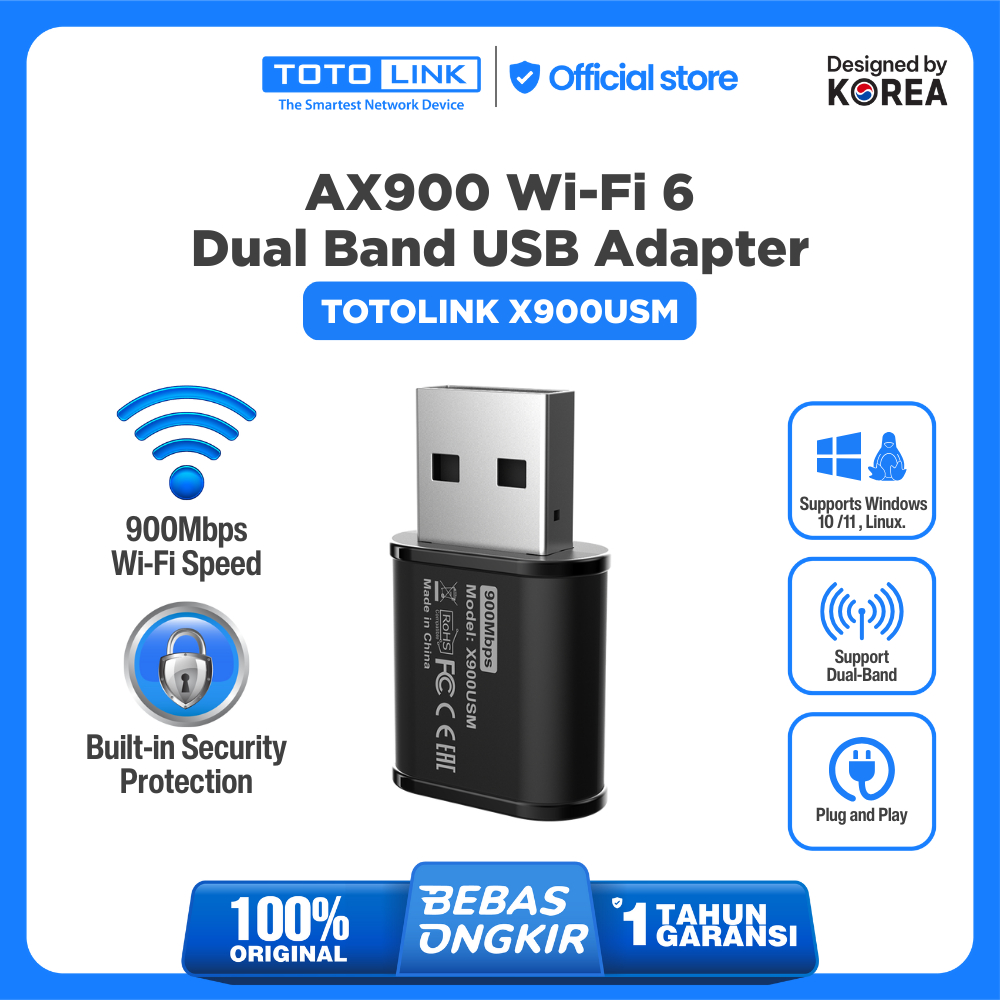 Totolink X900USM – AX900 Wi-Fi 6 Dual-Band USB Adapter อะแดปเตอร์ Wifi อินเทอร์เน็ต 900Mbps