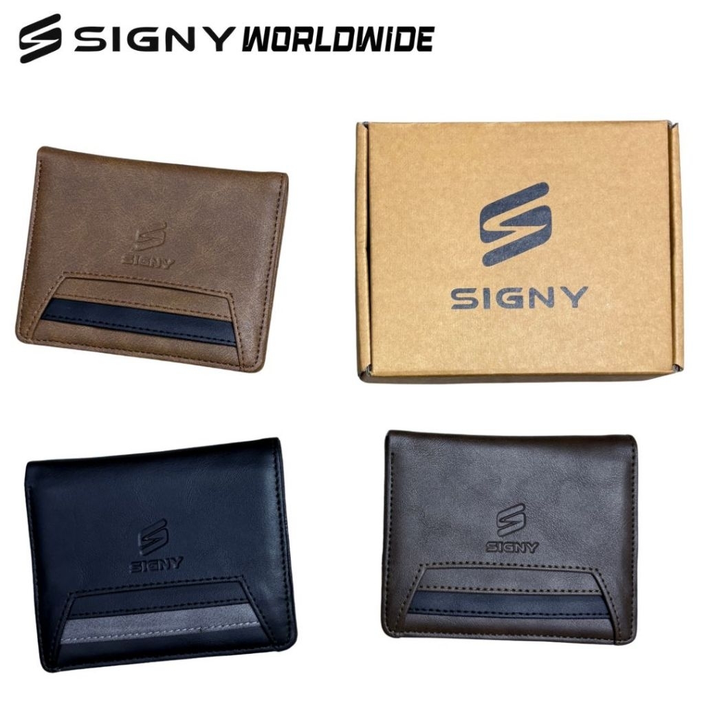 กระเป๋าสตางค์แบบพับได้สําหรับผู้ชาย SIGNY ดั้งเดิมทําจากหนัง