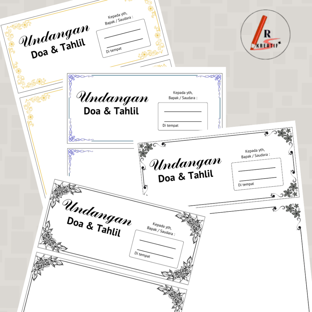 PRAYER และ TAHLIL INVITATIONS 7 DAYS/40 DAYS/100 DAYS