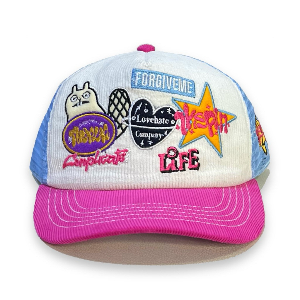 หมวก Corduroy Trucker Pink Mix Baby Blue Forgiveme Thisplan