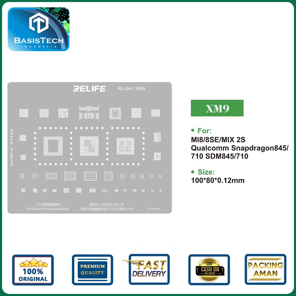 STENCIL IC MOLD PLATE BGA CPU REBALLING RELIFE RL-044 XM9 - SNAPDRAGON 845 - 710 - SDM845 - 710 - XI