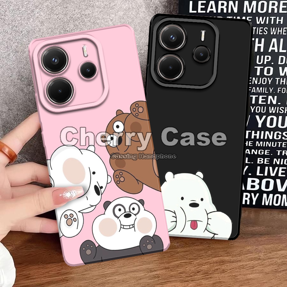Cherry Acc QW6 SoftCase Pro กล้องหมี Motif สําหรับ Redmi หมายเหตุ 14 4G/5G Kesing กรณี Hp Cassing Ha