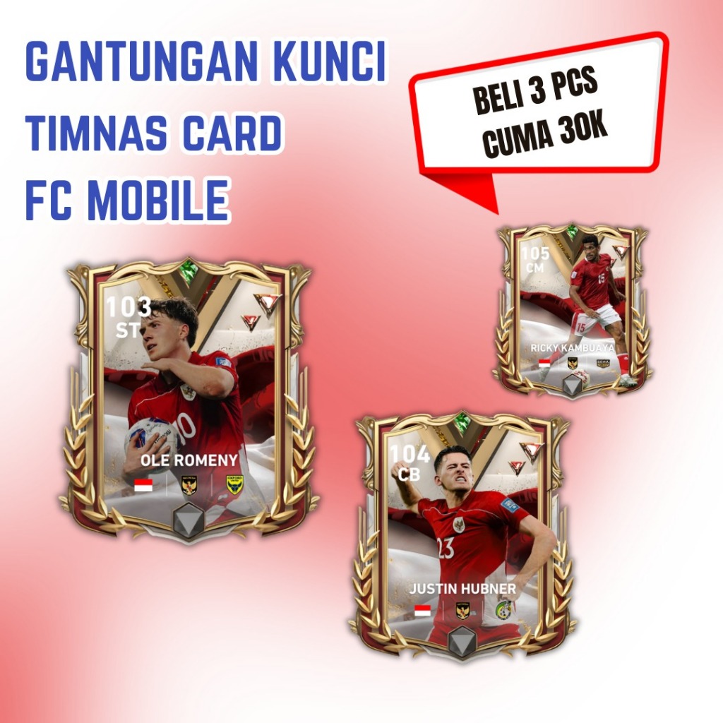 GANTUNGAN FC Mobile - พวงกุญแจทีมชาติอินโดนีเซีย FC Mobile อะคริลิค 3 มม.ออกแบบที่น่าสนใจแหวนกลม 5x5
