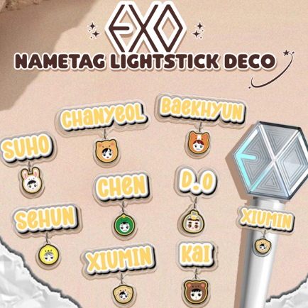 DECO NAME LIGHTSTICK EXO BAEKHYUN CHANYEOL SUHO KAI DO CHENLAY XIUMIN SEHUN EXOL NAMETAG ACRYLIC