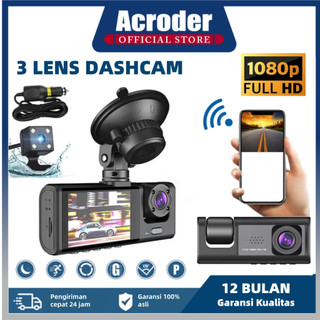 Acroder Dashcam Mobil  3 Cameras HD 1080p 170° Night Vision G-Sensor 24 Hours Parking