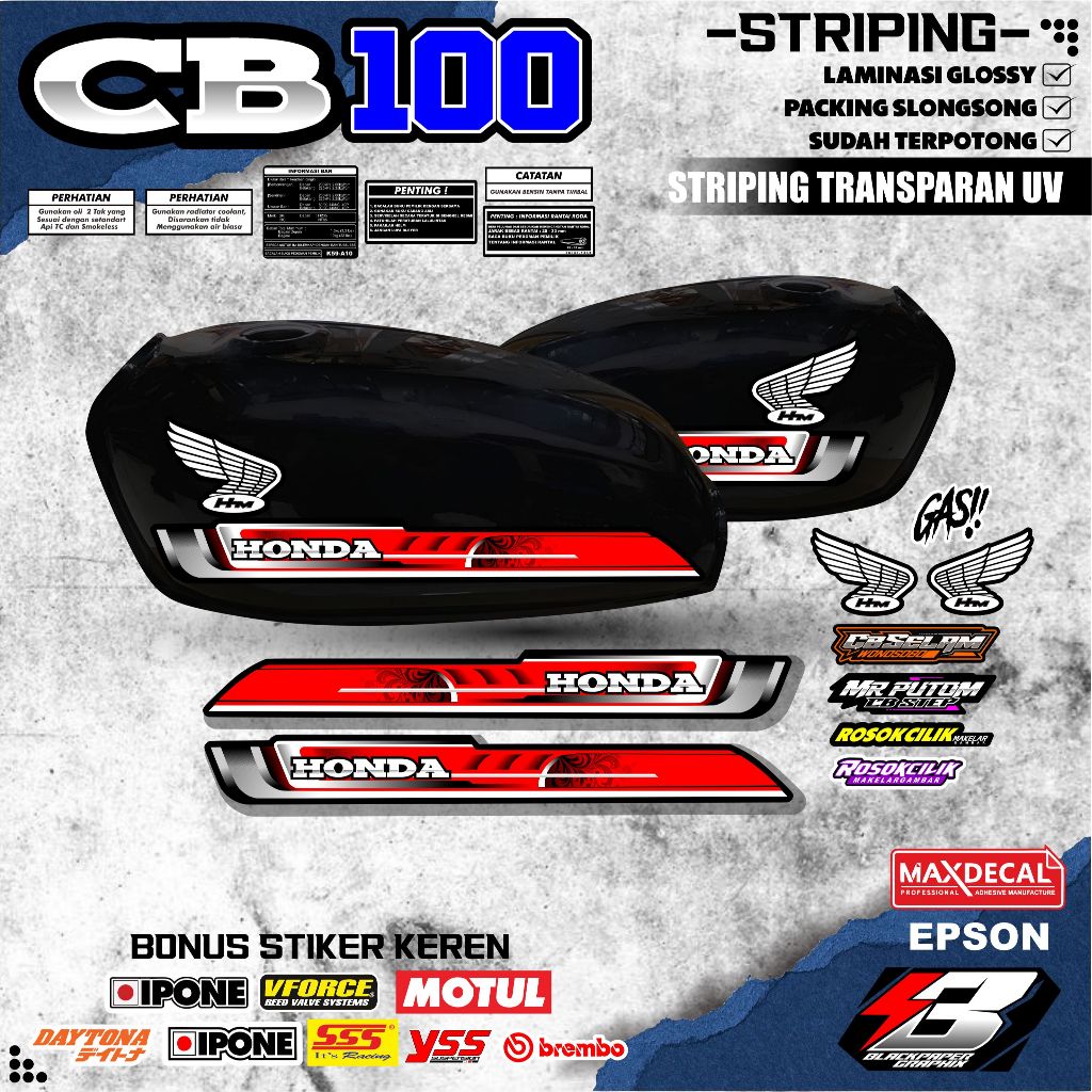 UV Transparent Striping สําหรับ CB 100 Maxdecal Premium Minimalist Tank Trim (YT 028)