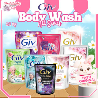 Giv White Body Wash 60 Ml Refill Pouch HIJAB ROSE / Glamour / Bengkoang / Sakura / Saffron / Zaitun / Romantic / Mulberry | Distributor Cream Ori