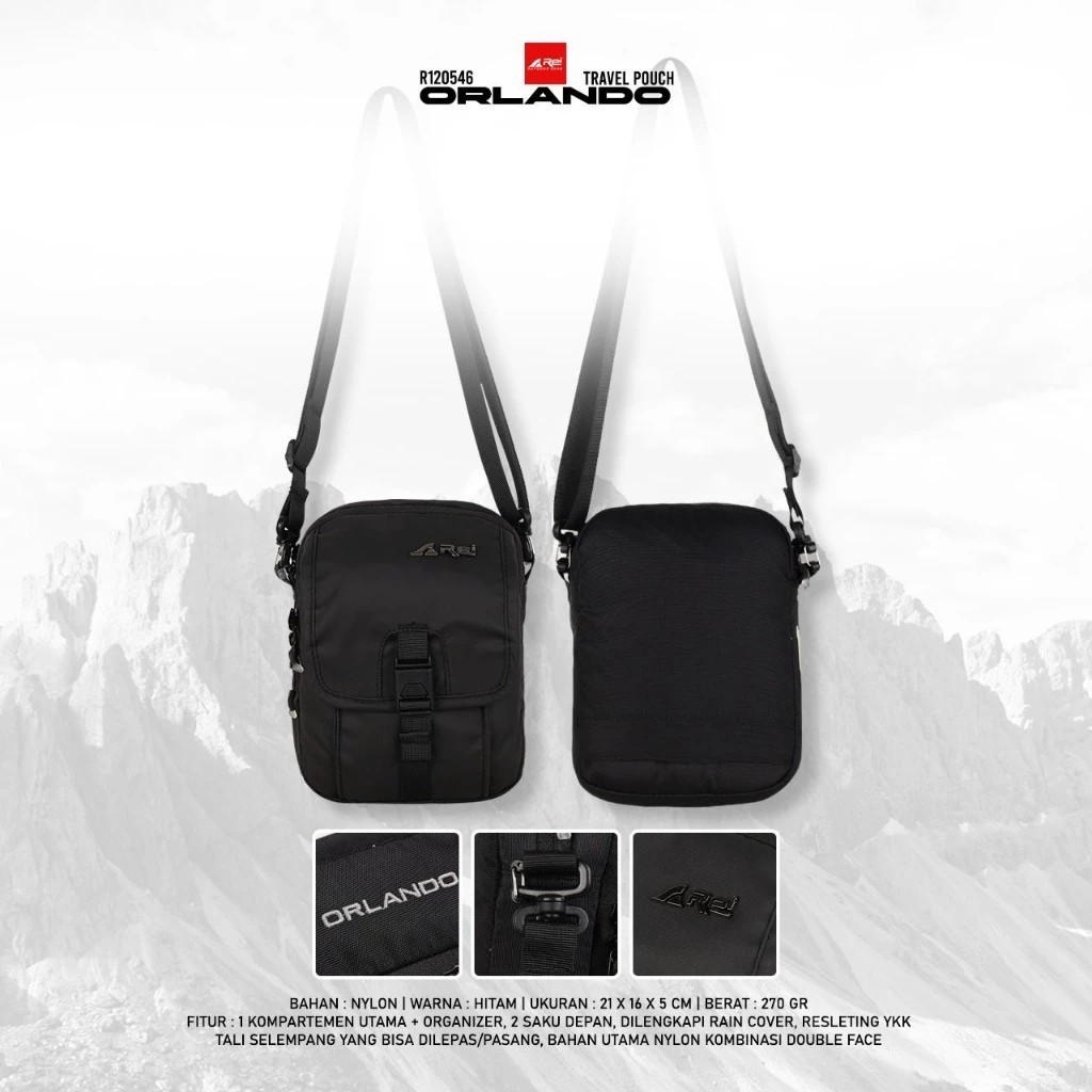 Arei Orlando Black Travel Pouch / Orlando Arei Outdoorgear Sling Bag